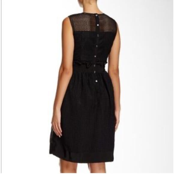 Orla Kiely Black Embroidered Grid Mesh Sleeveless Knee Length Dress Size 8 - Picture 2 of 12